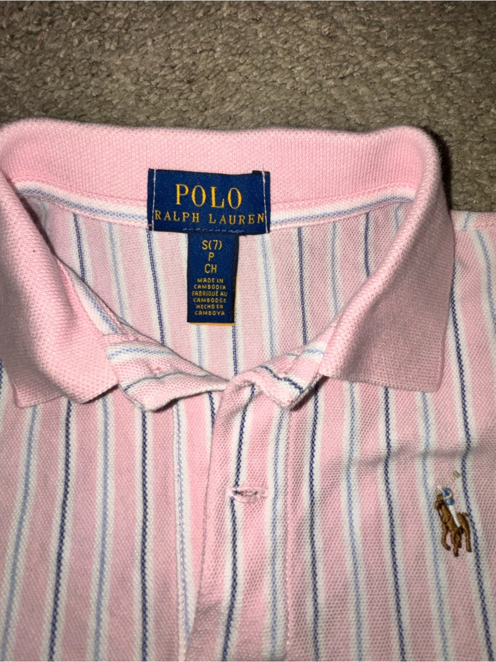 Polo by Ralph Lauren Light Pink White Blue Striped Girls Polo Top & Skort Set - Picture 5 of 8